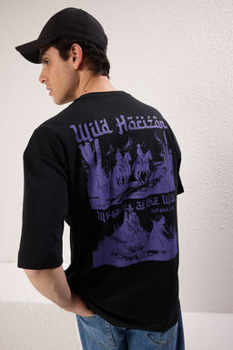 TRENDYOL MAN Siyah Oversize/Genis Kesim %100 Pamuklu Bask?l? T-Shirt TMNSS25TS00119 - Trendyolmilla фото 17