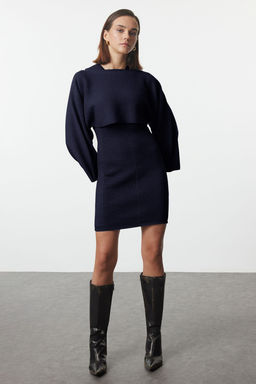 TRENDYOLMILLA Bej Mini Triko Bolero-Elbise Tak?m TWOAW25EL00056