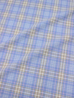 Вареный (стираный) хлопок Тройная клетка цв.голубая сирень, ш.2.5м, хл-100%, 115гр/м.кв