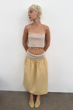 FALDA COMBINADA FAJ?N / Crudo/Amarillo