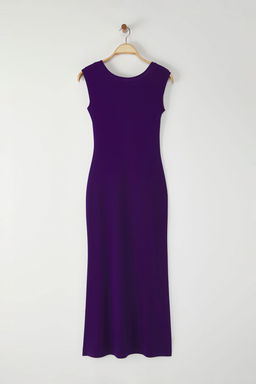 TRENDYOLMILLA Siyah S?rt Dekolteli Fitted/Vucuda Oturan Maxi Esnek Orme Maxi Kalem Elbise TWOSS24EL00090  фото 8