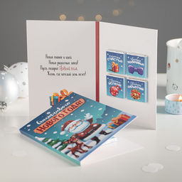 Открытка 4 шоколадки счастливого нового года (санта и олень) - 8 чудо фото 3