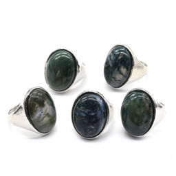 Крупный перстень с индийским агатом 21*28мм цв.зеленый Радуга камня