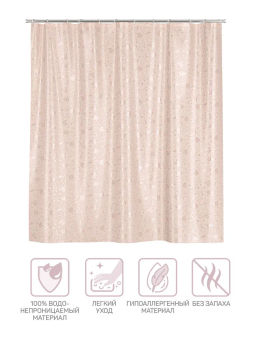 VAL JR-1818C Штора для ванной комнаты с кристаллическим эффектом, PEVA, 180*180 см, JARDIN, шт