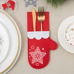 Набор конвертов для столовых приборов Доляна Новогодняя варежка - 4 шт.