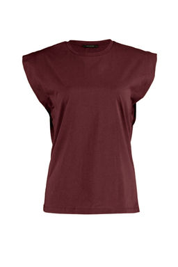 Bordo %100 Pamuk Vatka Gorunumlu Basic Bisiklet Yaka Orme T-Shirt TWOSS20TS0021