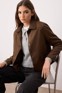 Kahverengi Regular Kal?p Suet Ince Ceket Mont TWOAW26MO00115