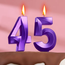 Свеча в торт юбилейная Грань (набор 2 в 1), цифра 45 / 54, фиолетовый металлик, 6,5 см