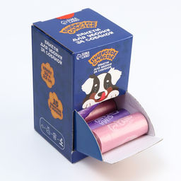 Цена за 15 шт. Пакеты для уборки за собаками в шоубоксе Пушистое счастье (15 рулонов по 15 пакетов, 22 х 30 см)  фото 2