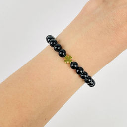 Браслет из черного Турмалина (Шерл) со вставкой 16 см