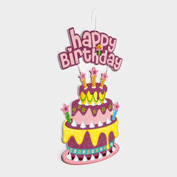 Украшение подвеска «С Днём Рождения», 42×26 см, розовое