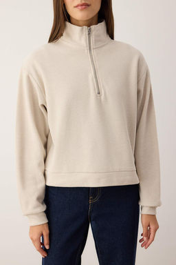 Antrasit Regular/Normal Kal?p Yar?m Pat Fermuarl? Kal?nOrme Sweatshirt TWOAW26SW00059 - Trendyolmilla фото 7