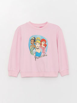 Bisiklet Yaka Princess Bask?l? Uzun Kollu K?z ?ocuk Sweatshirt