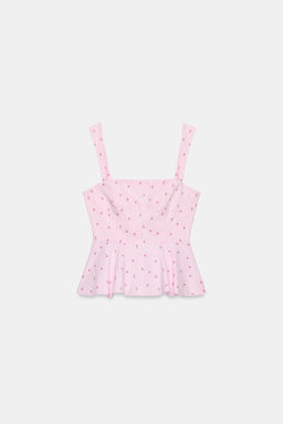 TOP CORSETERO RAYAS FLORES / Rosa