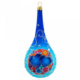 Елочная игрушка фигурка стеклянная "Росинка большая-2" д6см, h13см, ручная художественная роспись, подарочная упаковка (Россия)