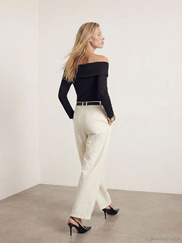 Beli Kemerli Geni? Pa?a Kad?n Pantolon