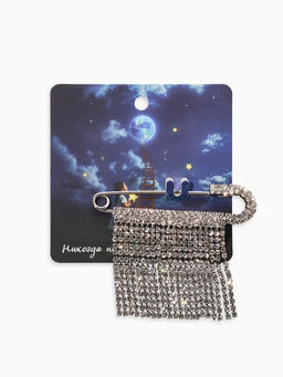 Булавка Торжество дождик, 7 см, цвет белый в серебре