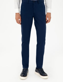 Темно-синие брюки узкого кроя из плотной ткани - Cacharel фото 2