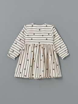 Bebe Yaka ?i?ekli K?z Bebek Elbise ve K?lotlu ?orap 2li