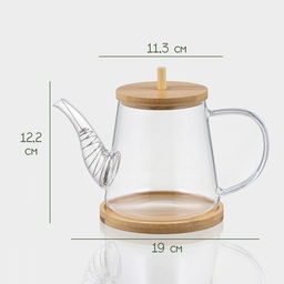 Заварочный чайник BellaTenero «Бамбук», 600 мл, 19×11.3×12.2 см, с бамбуковой крышкой, металлический фильтр, стекло