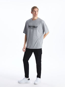 Bisiklet Yaka K?sa Kollu Bask?l? Penye Erkek Ti??rt