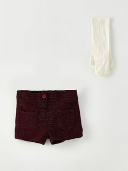 Beli Lastikli K?z Bebek ?ort ve K?lotlu ?orap 2li Tak?m