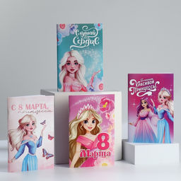 Блокнот А6, 32 л С 8 Марта. Принцессы Набор из 4 шт. в пакете