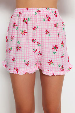 Trendyolmilla Kad?n Mini Me/Anne K?z Pembe Cicekli F?rf?rl? Viskon Sortlu Dokuma Pijama Tak?m? THMSS23PT00167 фото 22