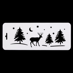 Пластиковый трафарет бордюрный «Олень в лесу», 10×25 см