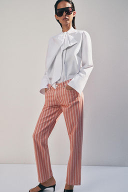 JEANS ZW COLLECTION SLIM TIRO MEDIO RAYAS / Coral - Zara фото 4