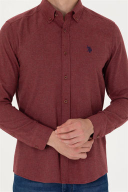 Мужская базовая рубашка бордового цвета с длинным рукавом Неожиданная скидка в корзине - U.s. polo assn фото 6