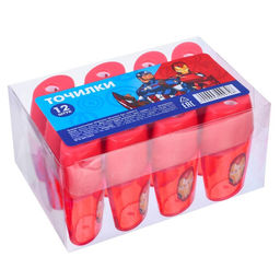 Цена за 12 шт. Точилка пластиковая, красная, «Мстители»