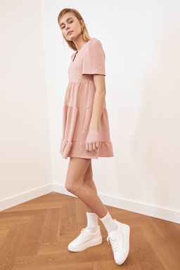 TRENDYOLMILLA Siyah Genis Kesim Mini Dokuma Elbise TWOSS20EL0400  фото 23