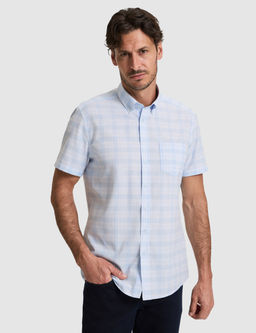 A__k Mavi Regular Fit Kareli K_sa Kollu G_mlek