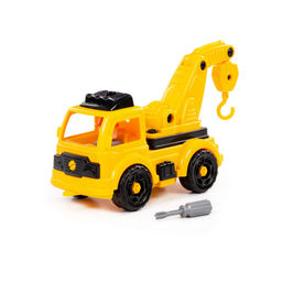 Конструктор-транспорт Автомобиль-эвакуатор (36 элементов) (жёлто-чёрный) (в коробке)