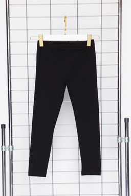 Siyah K?z Cocuk Pamuklu Basic Esnek Orme Tayt TKDSS24TA00005 - Trendyolmilla фото 8