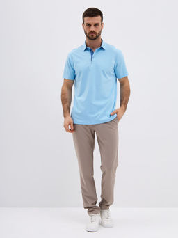Джемпер мужской с воротником поло короткий рукав GREG G144-PO1246T-SAS201 (голубой)  фото 3