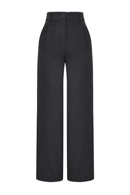 TRENDYOLMILLA Gri Wide Leg Genis Paca Pileli Dokuma Pantolon TWOAW25PL00105  фото 6