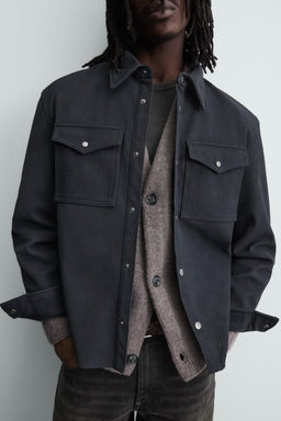 RELAXED FIT LEATHER EFFECT OVERSHIRT