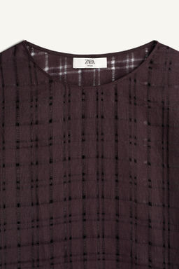 CAMISA PA?UELO ESTRUCTURA 100% LINO / Berenjena oscuro - Zara фото 8