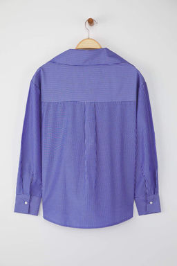 Limited Edition Lacivert Cizgili Fular Baglamal? Gomlek TWOAW26GO00046 - Trendyolmilla фото 7