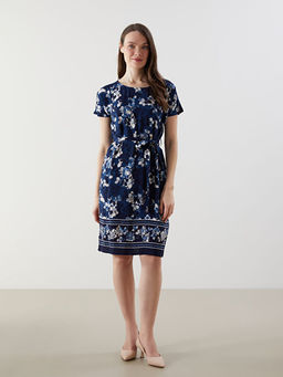 Bisiklet Yaka ?i?ekli Elbise