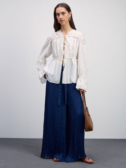 Свободная хлопковая блузка на завязках / Zarina  фото 3