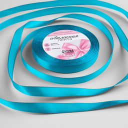 Цена за 10 шт. Лента атласная, 10 мм, 23±1 м, голубая №47