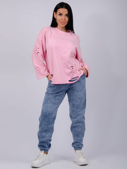 Джоггеры Мистерия 5, футер 3-х нитка начес - Малина фото 53