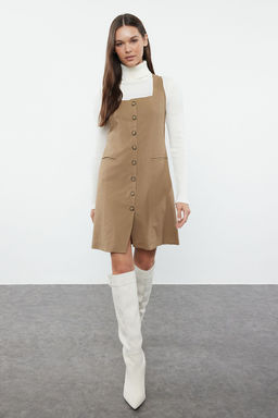 TRENDYOLMILLA Vizon Kare Yaka Poliviskon Kumas Astarl? Mini Dokuma Ceket Elbise TWOAW25EL00191  фото 6