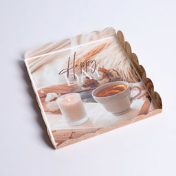 Цена за 5 шт. Коробка для печенья, кондитерская упаковка с PVC крышкой, «Уютный вечер», 21 х 21 х 3 см