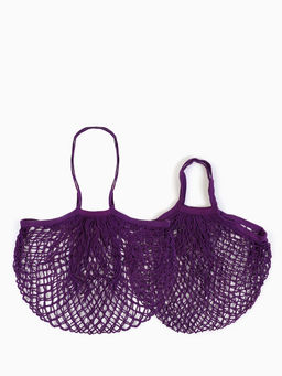 Набор 2 шт.: сумка-авоська плетёная, клетка 1.5 см, фиолетовая