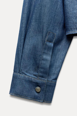 DENIM-EFFECT PETER PAN COLLAR SHIRT - Zara фото 8
