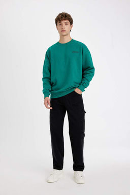 Толстовка оверсайз с круглым вырезом и принтом - Defacto фото 2